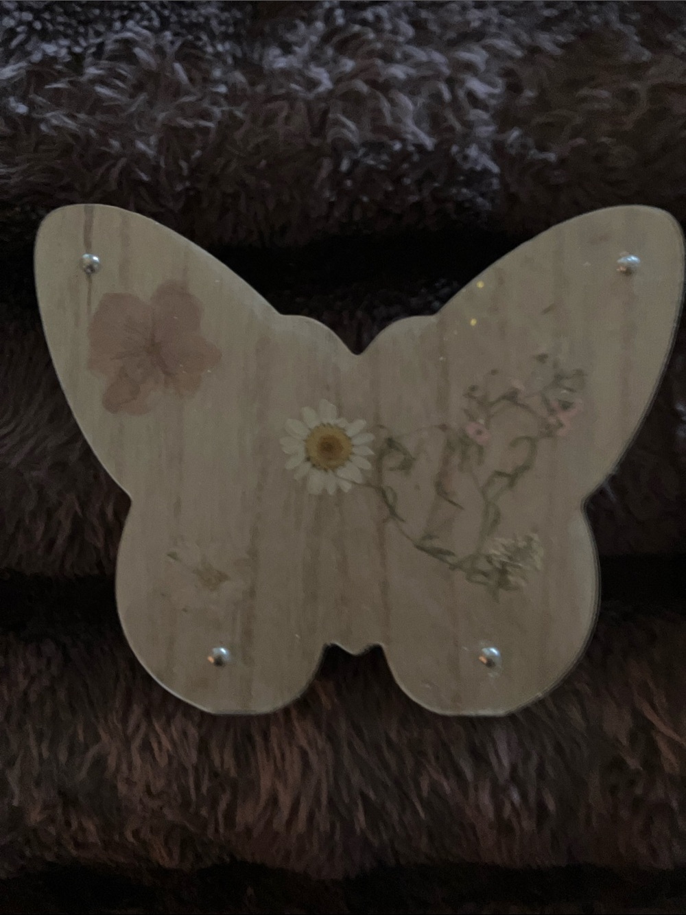 Butterfly Floral Wood Wall Decor - Natural Beige